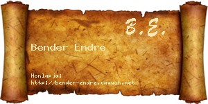 Bender Endre névjegykártya